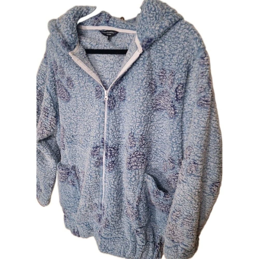 3X Light Blue &Paw Print Hoodie Fleece Zip Up Jacket The Animal Rescue Site  237
